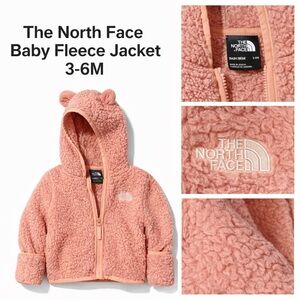 The North Face Baby Pink Sherpa Fleece Hoodie Jacket 3–6M Bear Ears